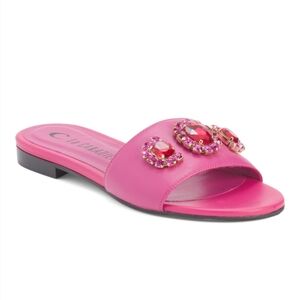 NWOB La Canadienne Leather Embellished Slip Sandals. Made In Italy. Size 38/US7